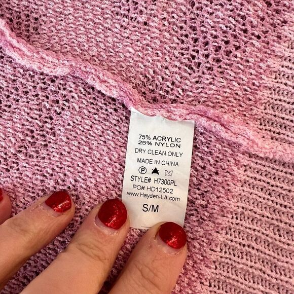 Pink Lily Pink Cheetah Open Front Long Sleeve Cardigan Sweater Small/Medium - Picture 9 of 10